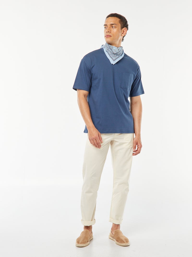 Camiseta lisa con bolsillo en el pecho AZUL - Kiabi