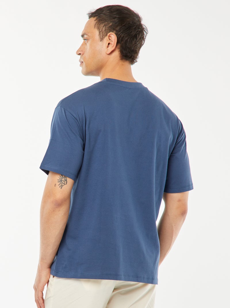 Camiseta lisa con bolsillo en el pecho AZUL - Kiabi