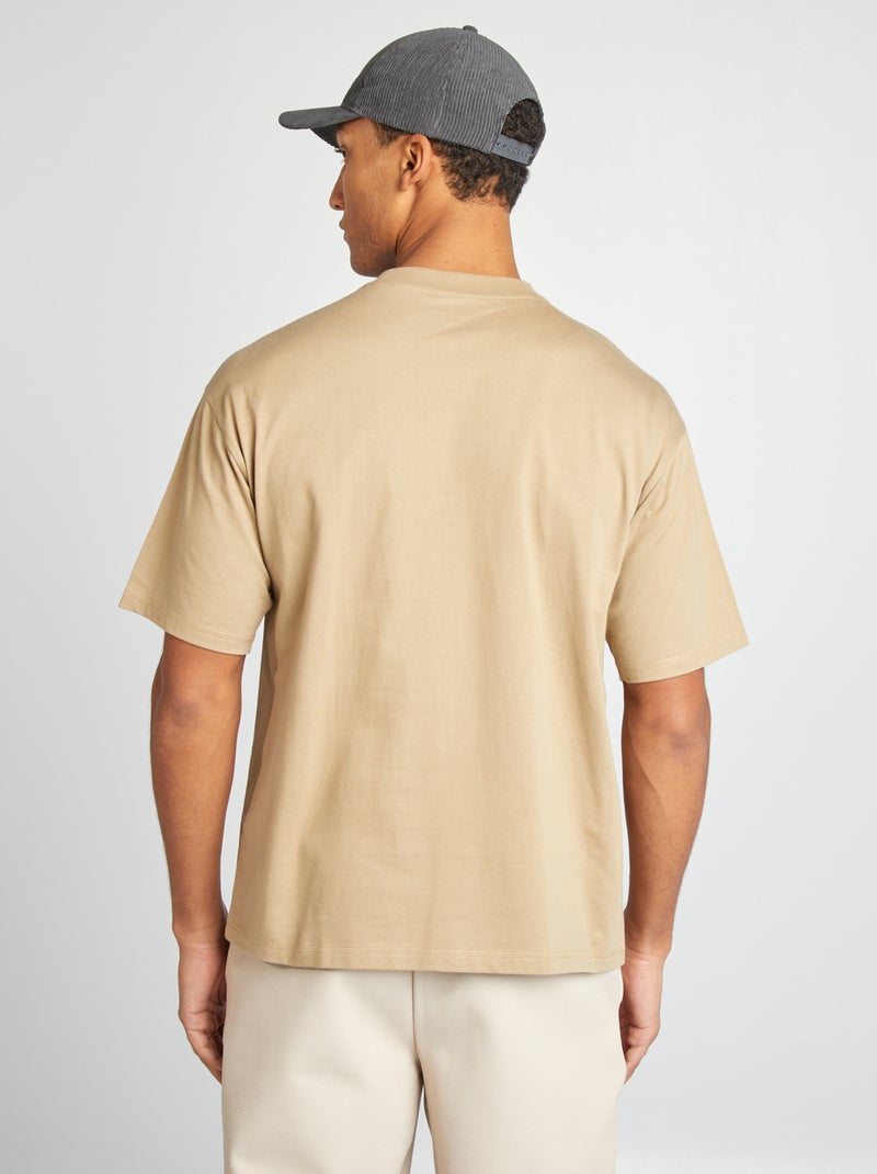 Camiseta lisa con bolsillo en el pecho BEIGE - Kiabi