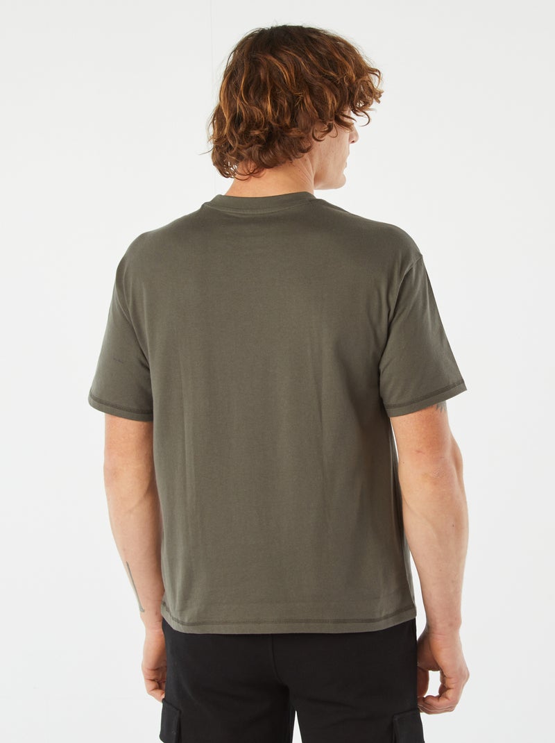 Camiseta lisa con bolsillo en el pecho KAKI - Kiabi