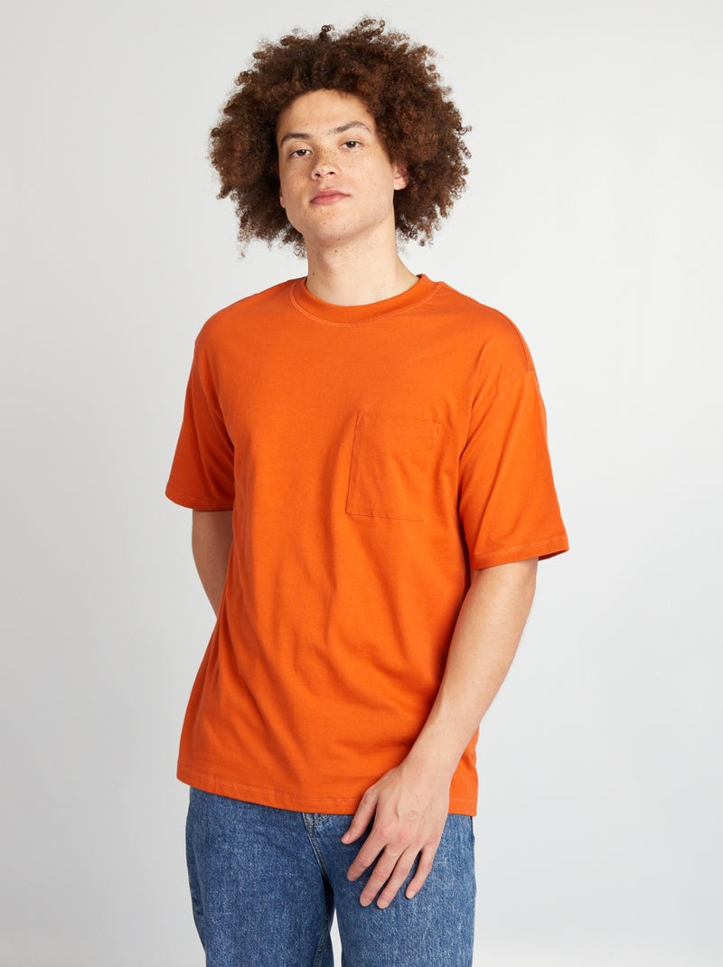 Camiseta lisa con corte ancho naranja - Kiabi