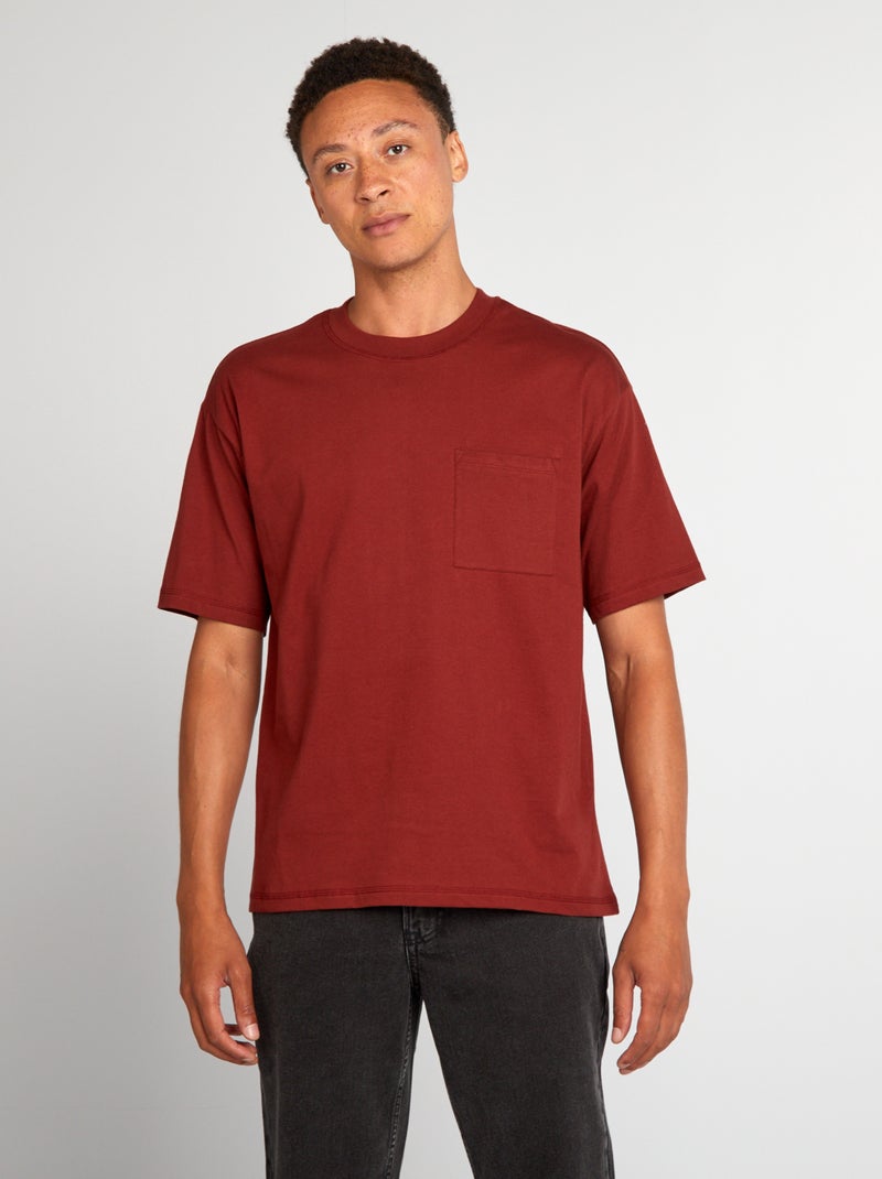 Camiseta lisa con corte ancho NARANJA - Kiabi