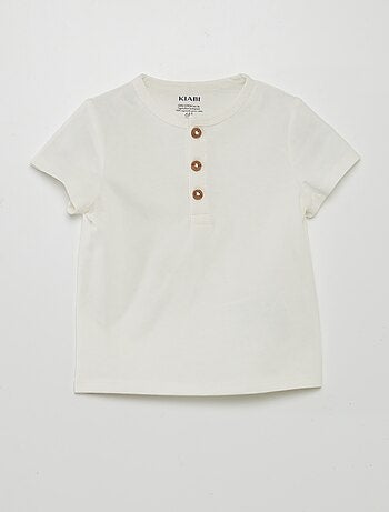 Camiseta lisa con cuello abotonado - Kiabi