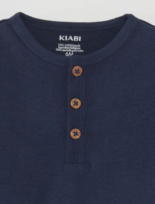 Camiseta lisa con cuello abotonado - Kiabi