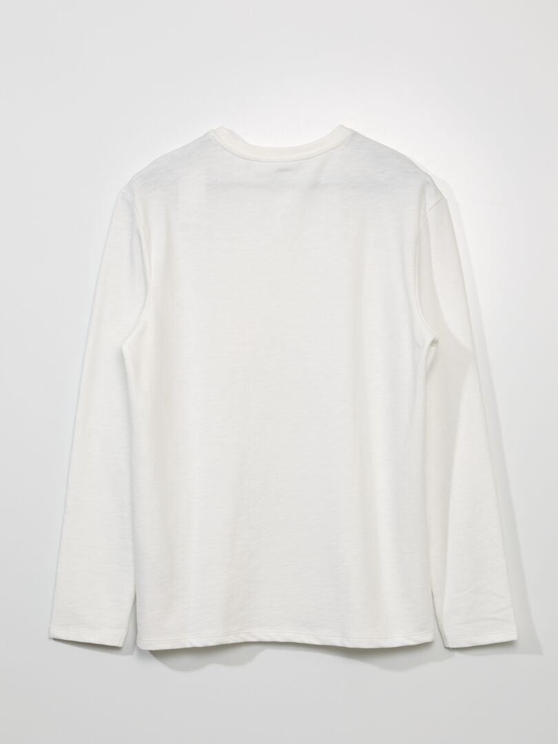 Camiseta lisa con cuello panadero Blanco - Kiabi