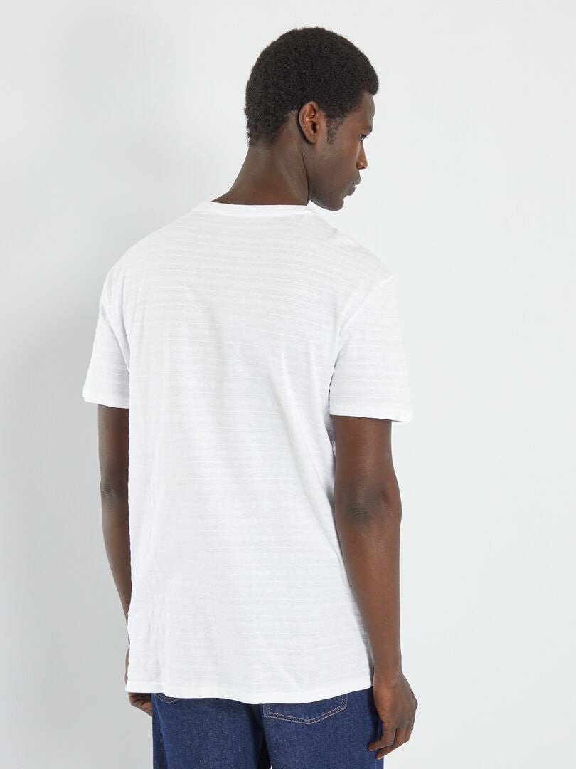 Camiseta lisa con cuello redondo Blanco - Kiabi