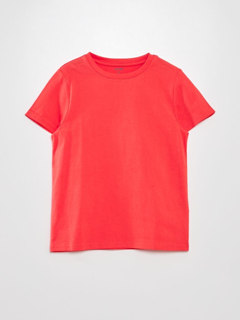 Camiseta lisa con cuello redondo ROJO - Kiabi