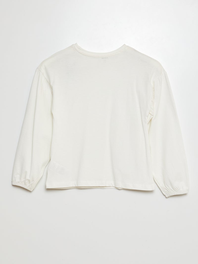 Camiseta lisa con frunces en los hombros BLANCO - Kiabi