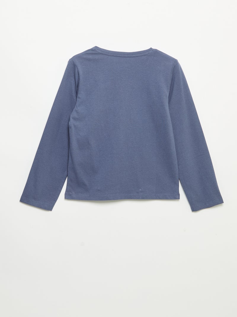 Camiseta lisa con hombros fruncidos Azul - Kiabi