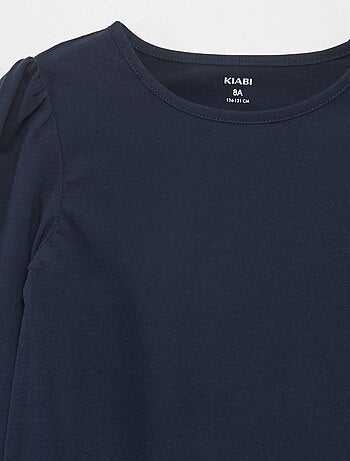 Camiseta lisa con hombros fruncidos