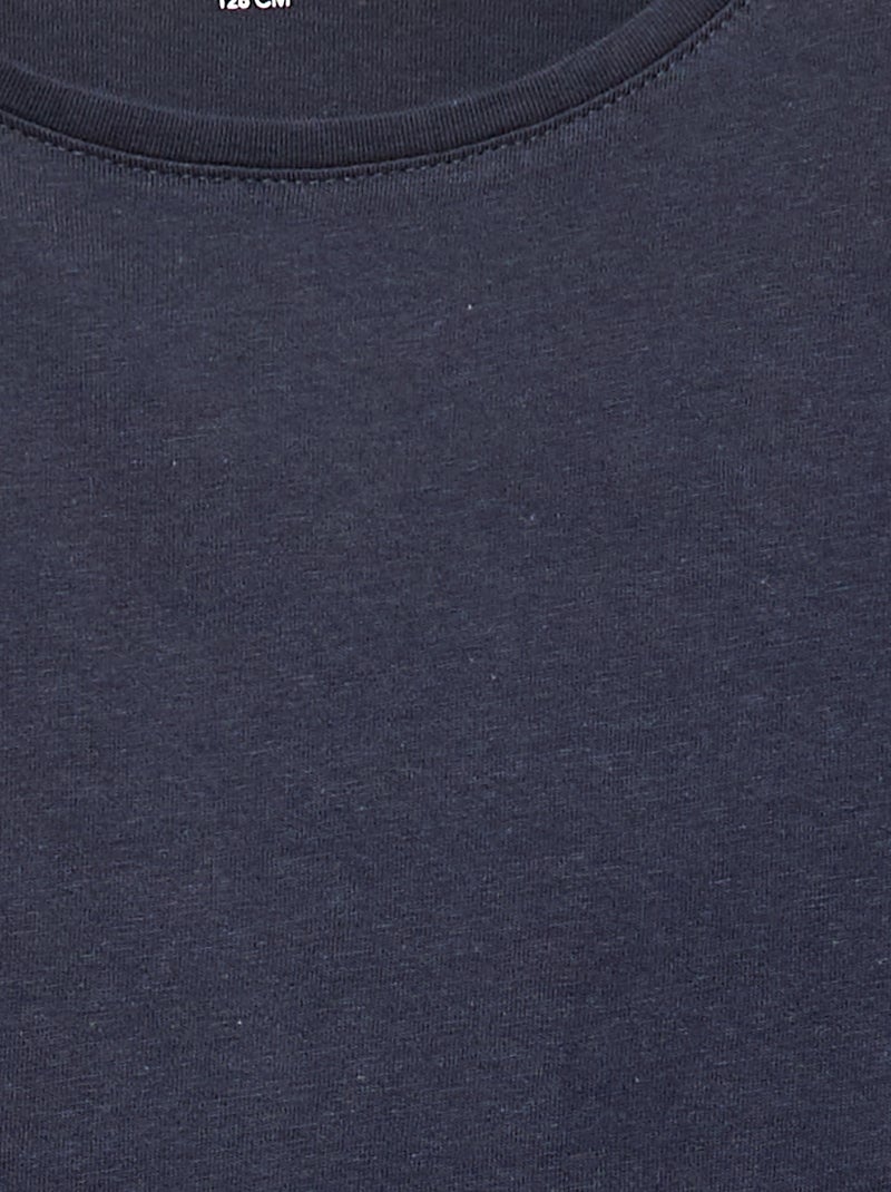 Camiseta lisa con hombros fruncidos azul - Kiabi