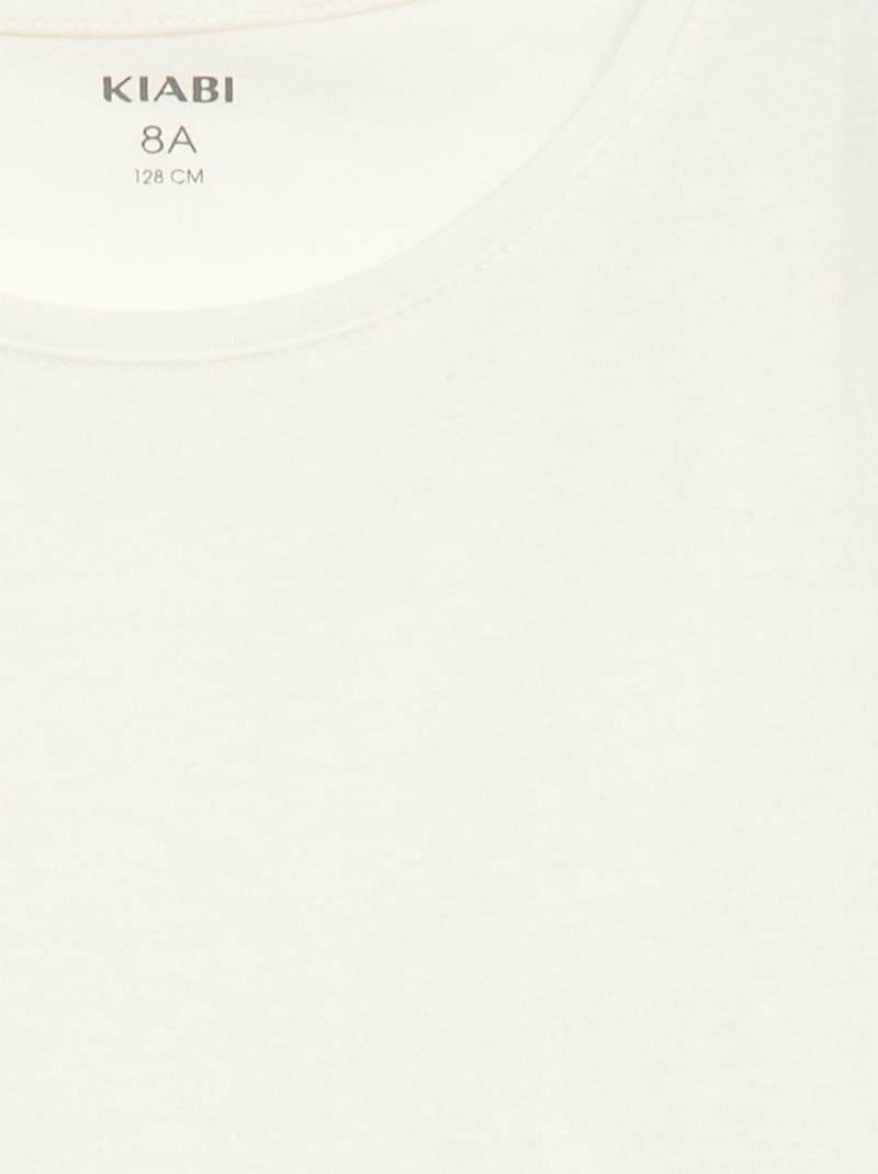 Camiseta lisa con hombros fruncidos BLANCO - Kiabi