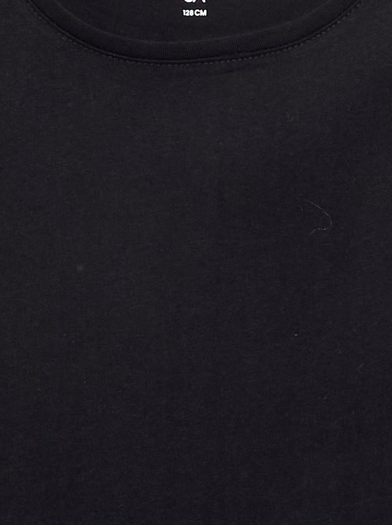 Camiseta lisa con hombros fruncidos Negro - Kiabi