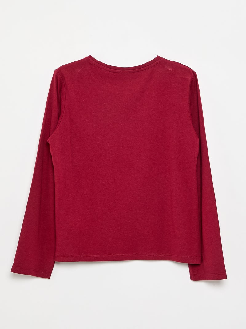 Camiseta lisa con hombros fruncidos Rojo - Kiabi