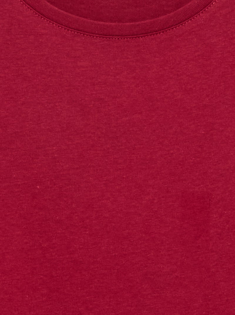 Camiseta lisa con hombros fruncidos Rojo - Kiabi