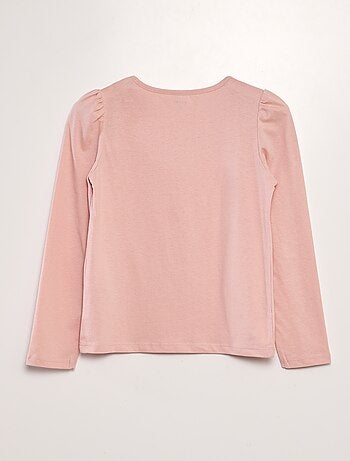 Camiseta lisa con hombros fruncidos