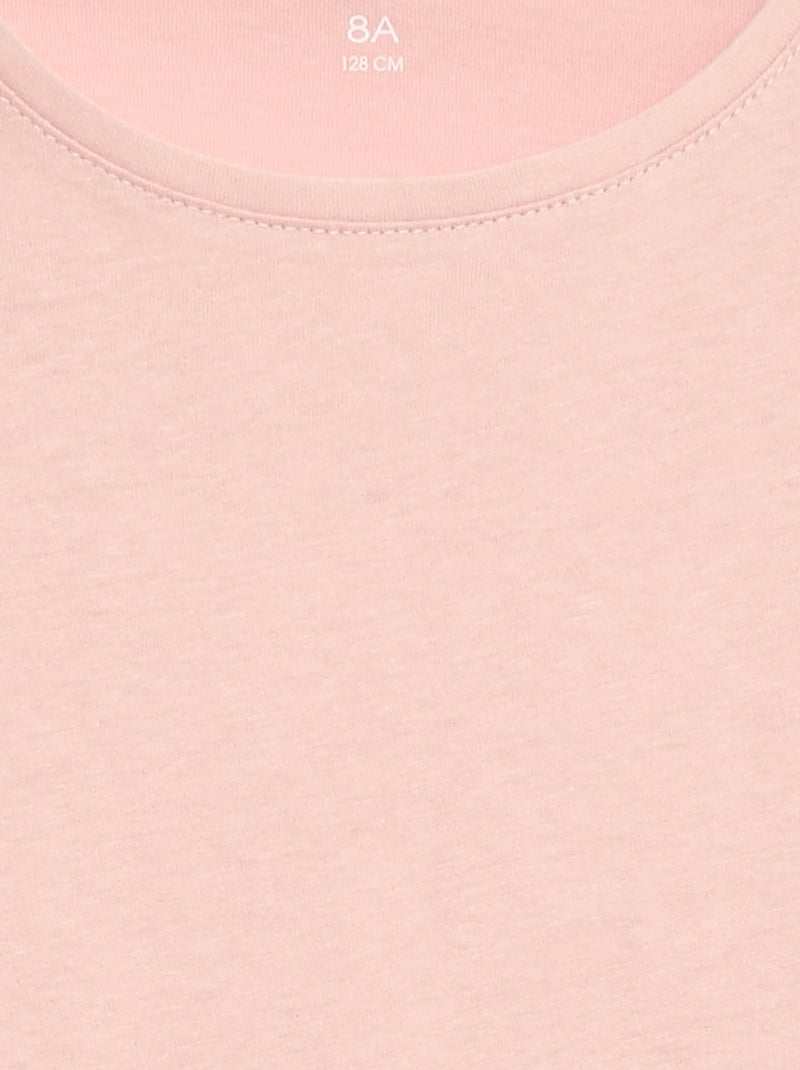 Camiseta lisa con hombros fruncidos ROSA - Kiabi
