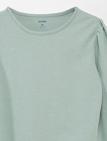 Camiseta lisa con hombros fruncidos