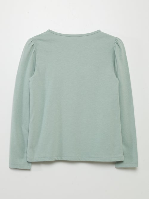 Camiseta lisa con hombros fruncidos - Kiabi