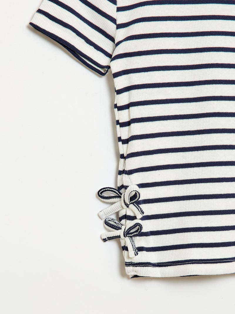 Camiseta lisa con nudos originales Azul - Kiabi