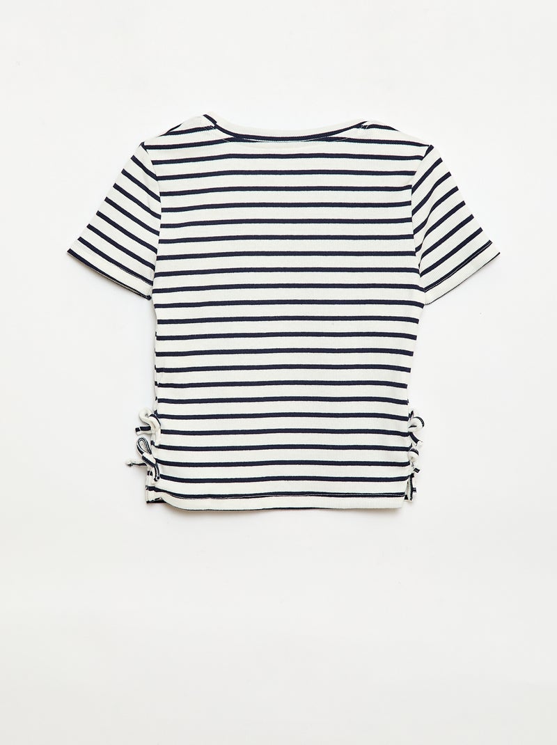 Camiseta lisa con nudos originales Azul - Kiabi
