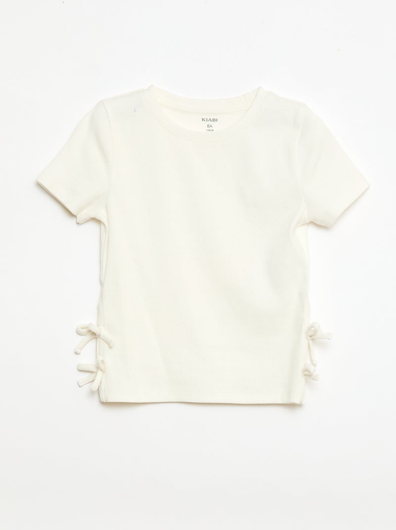 Camiseta lisa con nudos originales Blanco - Kiabi