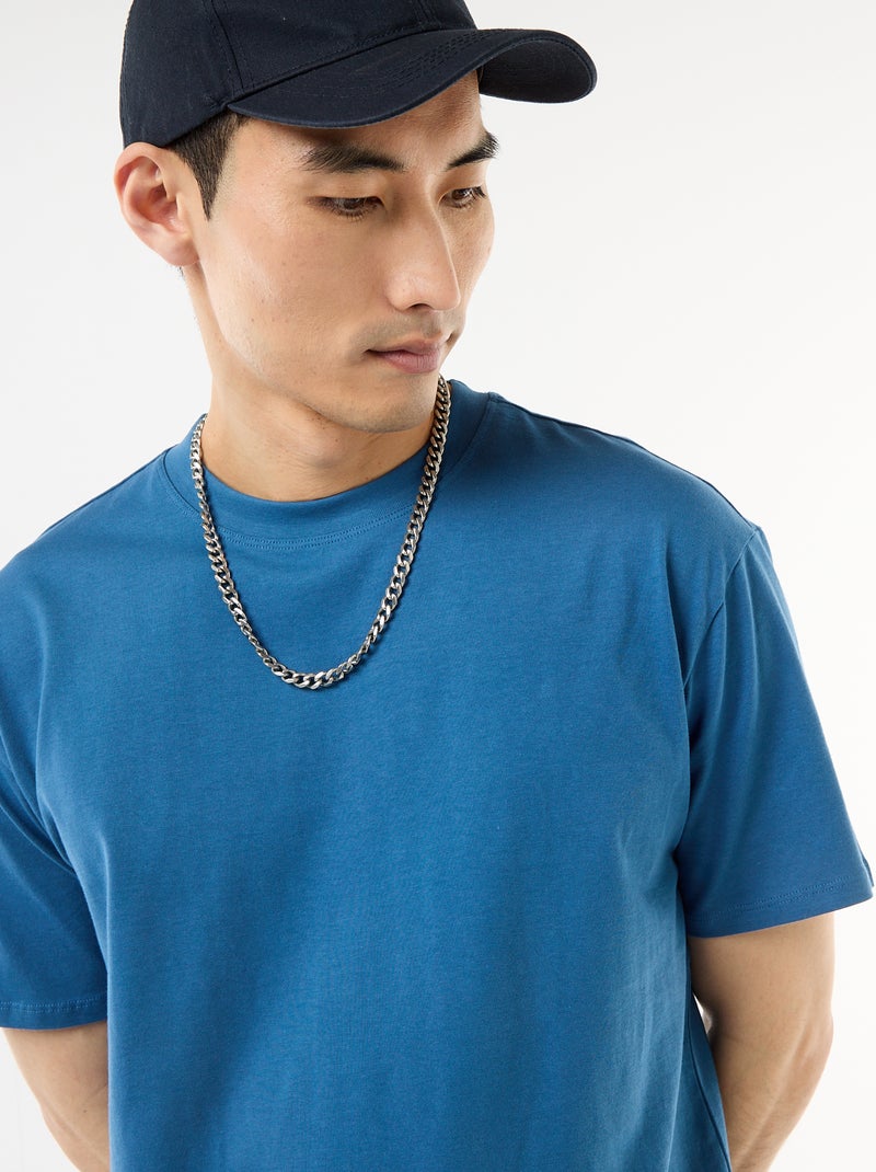 Camiseta lisa confort fit / oversize Azul - Kiabi
