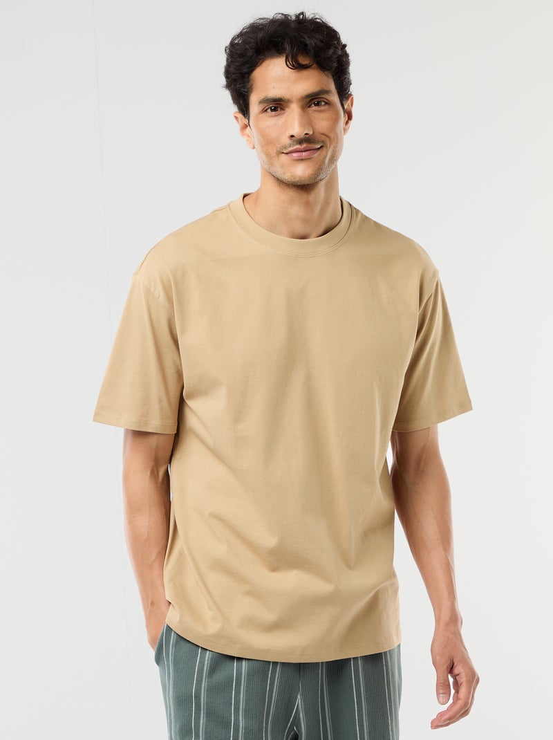 Camiseta lisa confort fit / oversize Beige - Kiabi