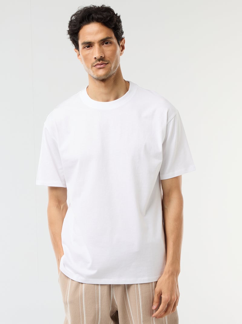 Camiseta lisa confort fit / oversize Blanco - Kiabi