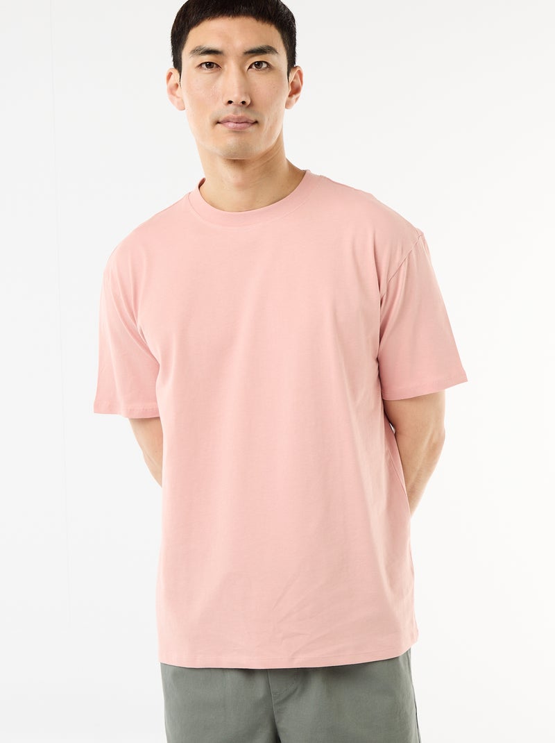 Camiseta lisa confort fit / oversize Rosa - Kiabi
