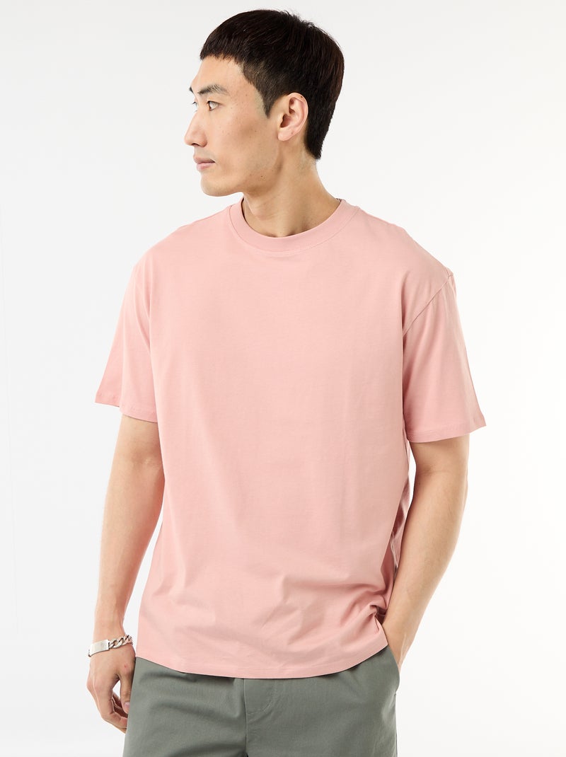 Camiseta lisa confort fit / oversize Rosa - Kiabi