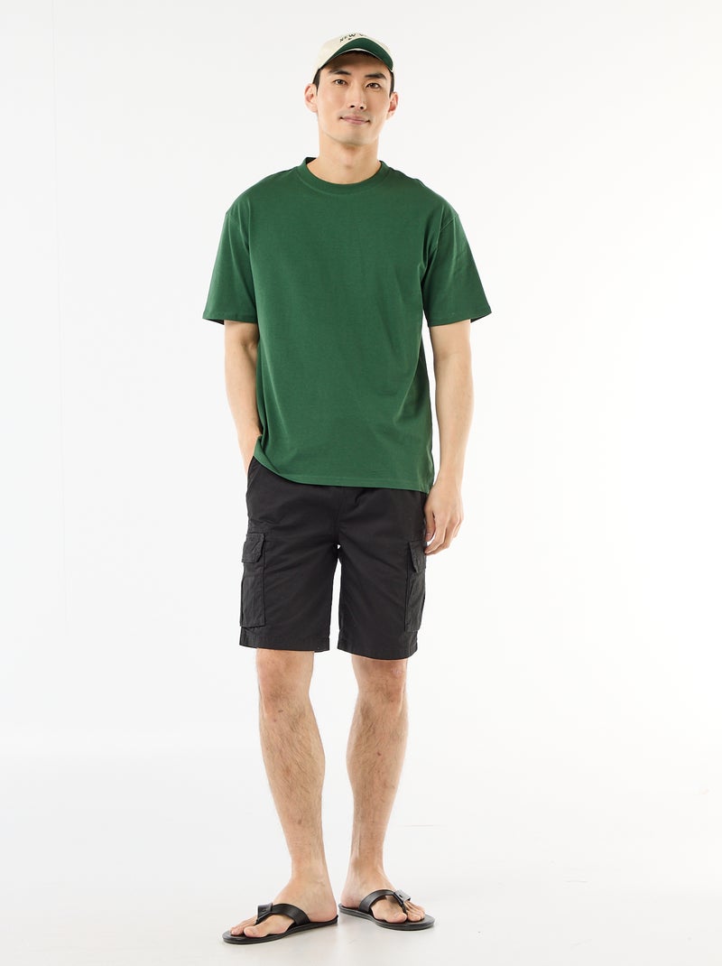 Camiseta lisa confort fit / oversize Verde - Kiabi