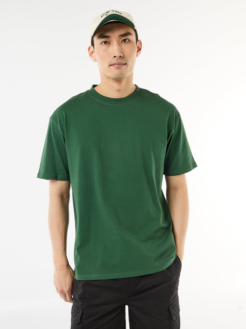 Camiseta lisa confort fit / oversize Verde - Kiabi