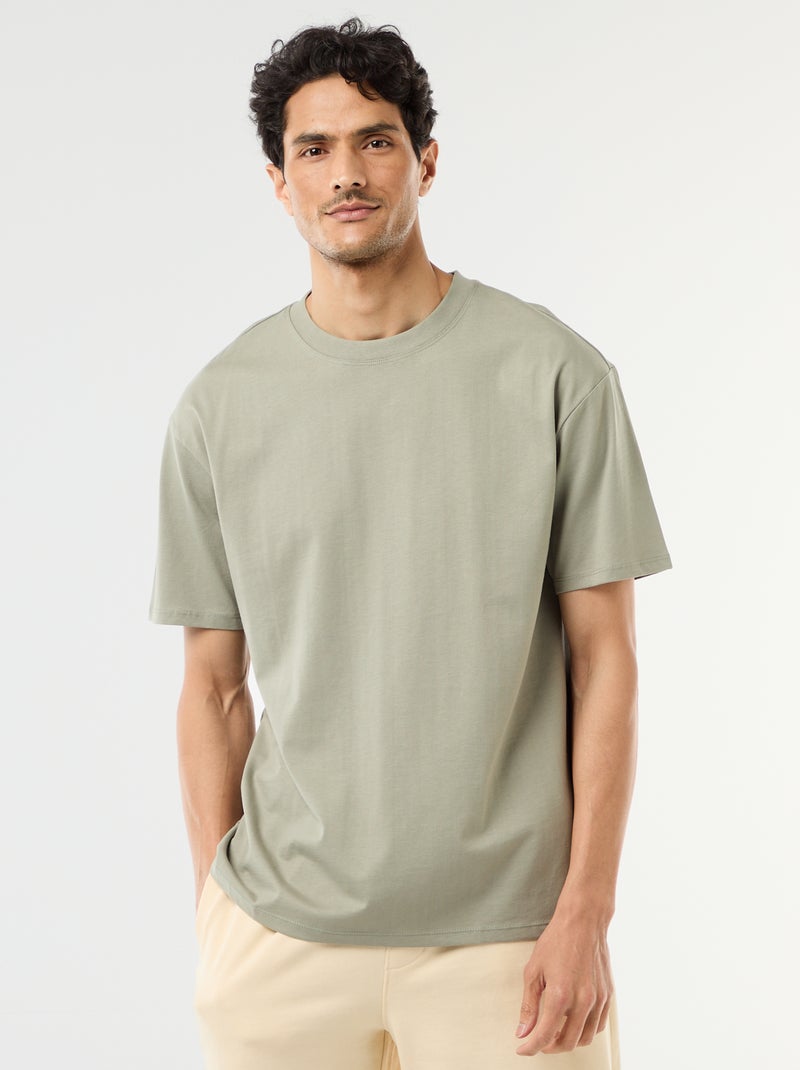 Camiseta lisa confort fit / oversize Verde - Kiabi