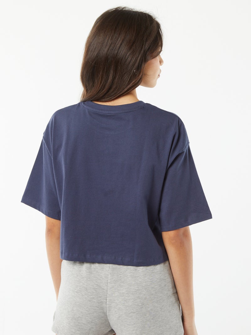 Camiseta lisa corta de manga corta AZUL - Kiabi