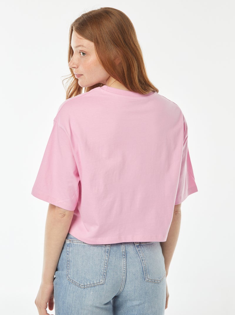 Camiseta lisa corta de manga corta Rosa - Kiabi