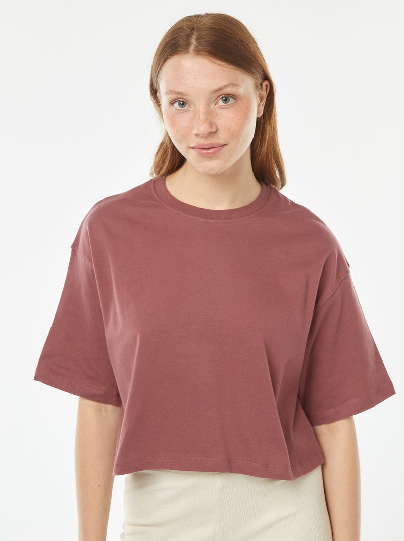 Camiseta lisa corta de manga corta Rosa - Kiabi