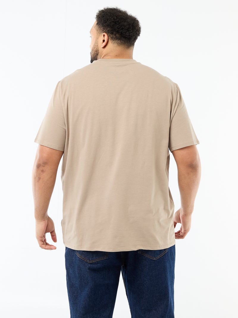 Camiseta lisa corte regular Beige - Kiabi