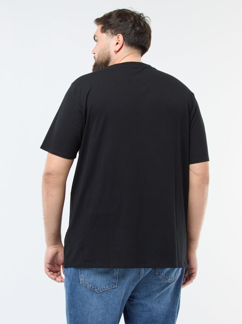 Camiseta lisa corte regular Negro - Kiabi