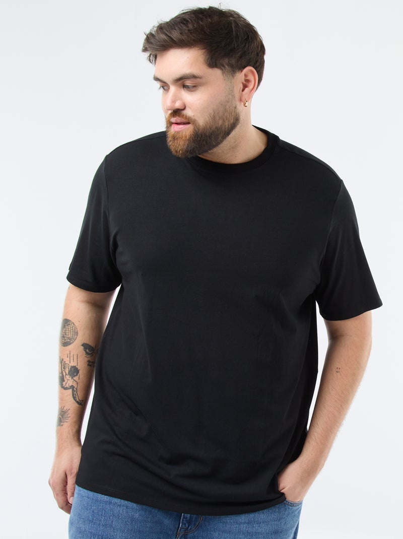 Camiseta lisa corte regular Negro - Kiabi