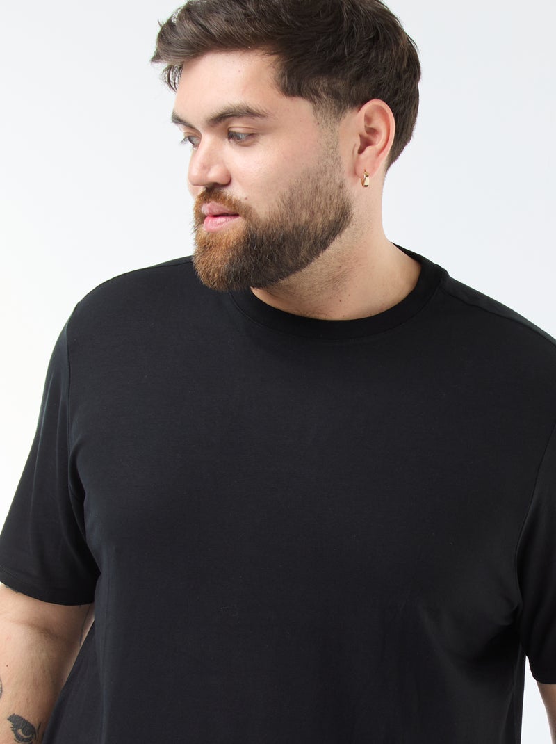 Camiseta lisa corte regular Negro - Kiabi