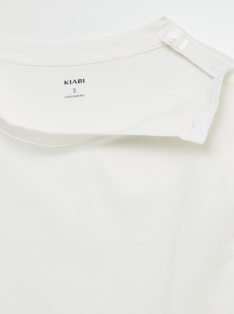 Camiseta lisa de algodón - colección fácil de poner BLANCO - Kiabi