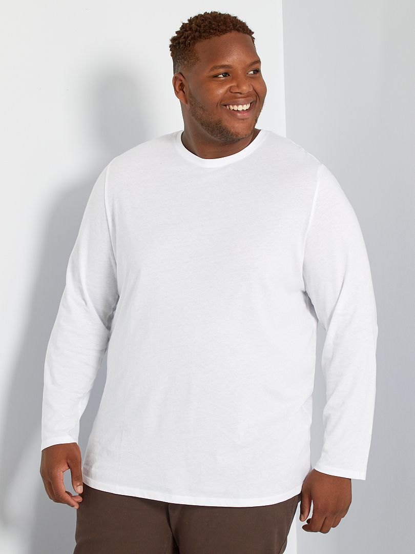 Camiseta lisa de algodón puro blanco - Kiabi