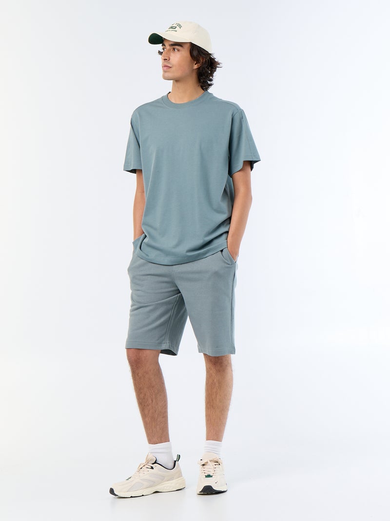 Camiseta lisa de corte cómodo / oversize de manga corta Azul - Kiabi