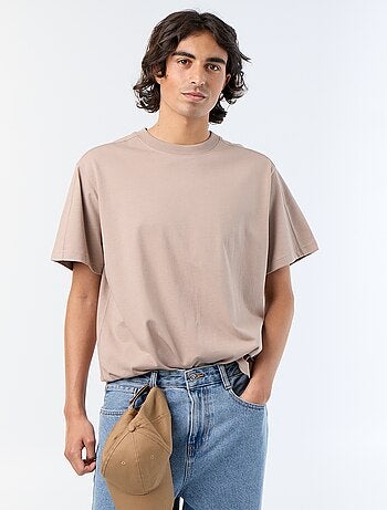 Camiseta lisa de corte cómodo / oversize de manga corta