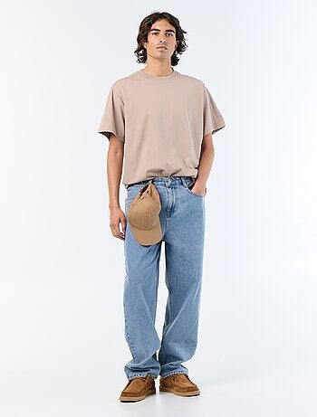 Camiseta lisa de corte cómodo / oversize de manga corta