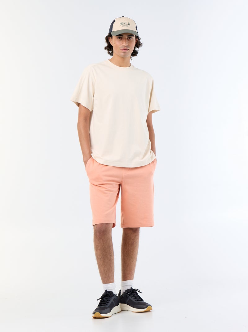 Camiseta lisa de corte cómodo / oversize de manga corta Beige - Kiabi