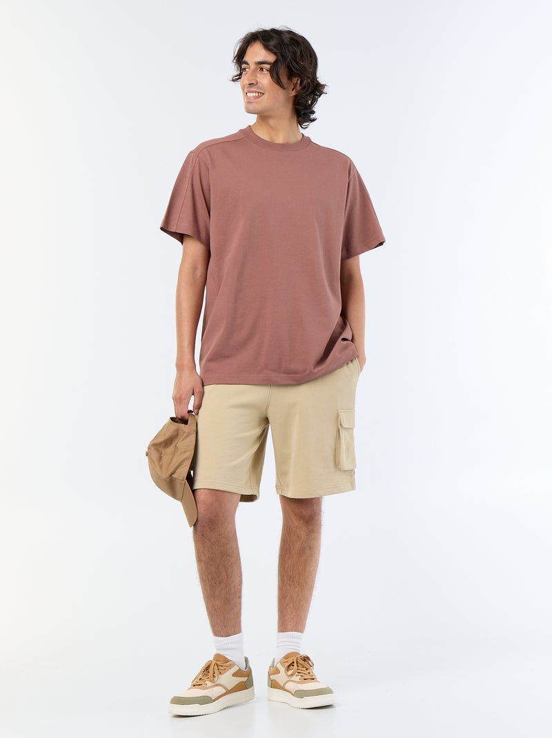 Camiseta lisa de corte cómodo / oversize de manga corta Marron - Kiabi