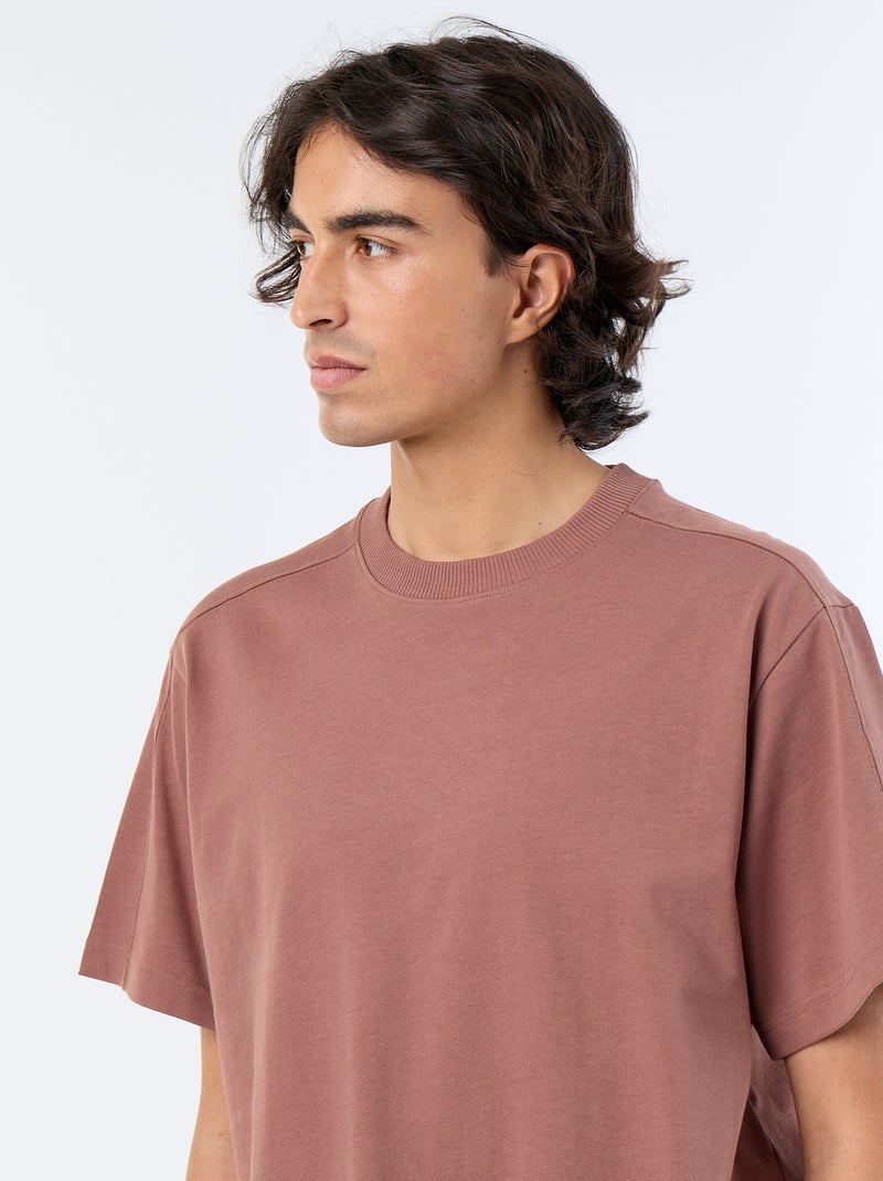 Camiseta lisa de corte cómodo / oversize de manga corta Marron - Kiabi