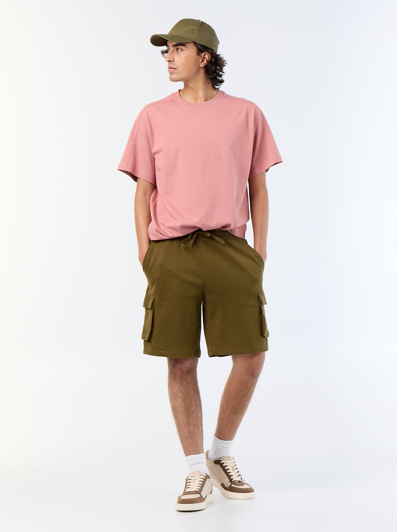 Camiseta lisa de corte cómodo / oversize de manga corta Rosa - Kiabi